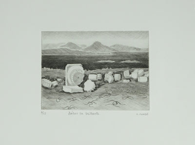 Camille COMBE : Grèce, Délos la brillante, Gravure originale signée