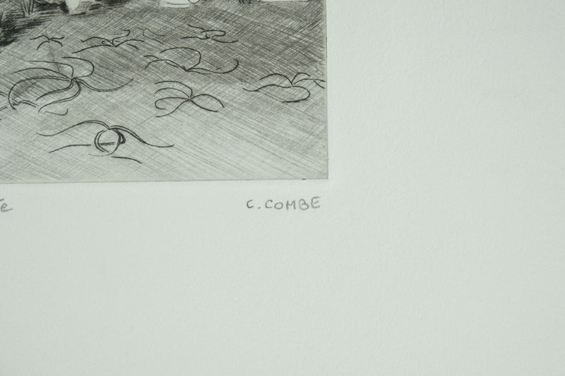 Camille COMBE : Grèce, Délos la brillante, Gravure originale signée