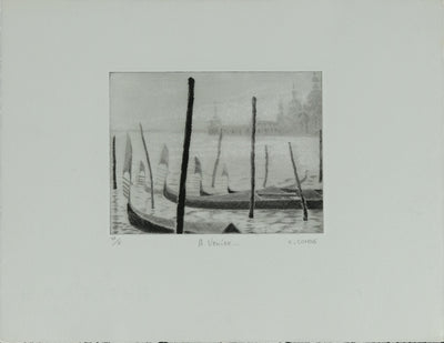 Camille COMBE : A Venise…, Gravure originale signée