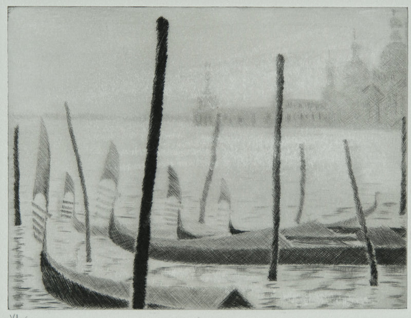 Camille COMBE : A Venise…, Gravure originale signée