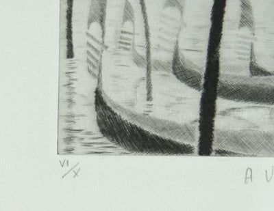 Camille COMBE : A Venise…, Gravure originale signée