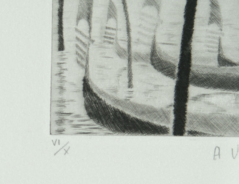 Camille COMBE : A Venise…, Gravure originale signée