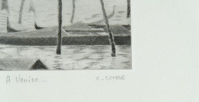 Camille COMBE : A Venise…, Gravure originale signée