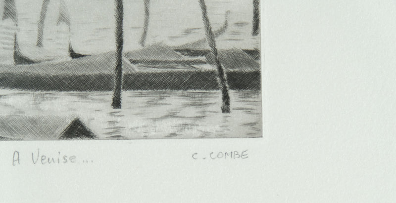 Camille COMBE : A Venise…, Gravure originale signée
