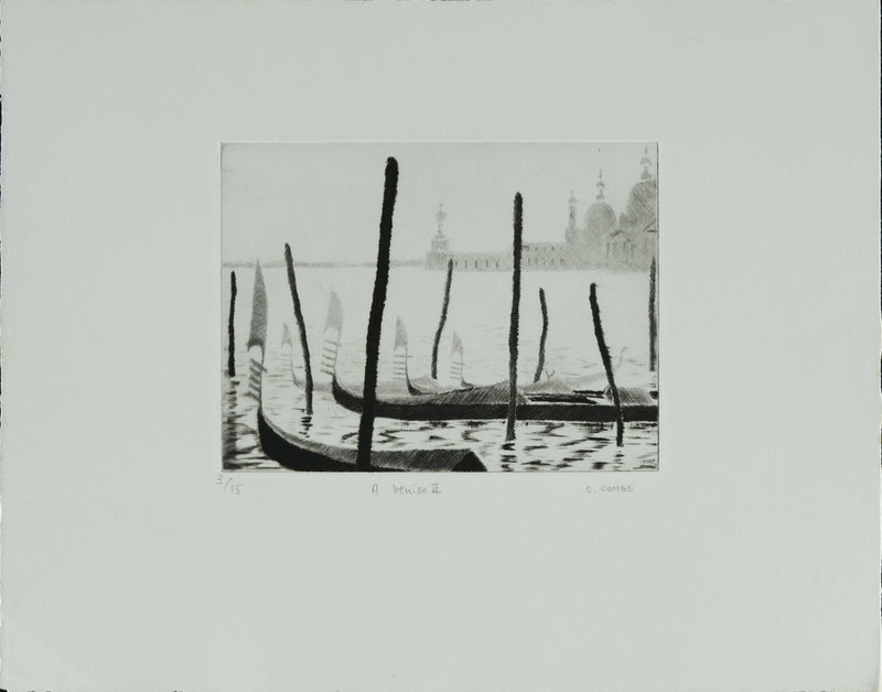 Camille COMBE : A Venise II, Gravure originale signée