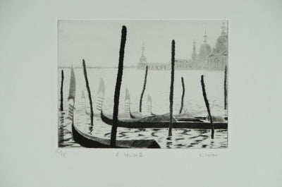 Camille COMBE : A Venise II, Gravure originale signée