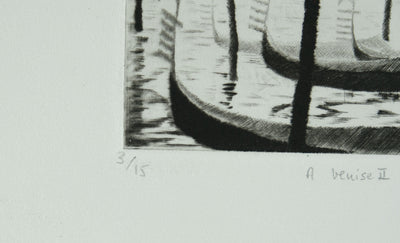Camille COMBE : A Venise II, Gravure originale signée