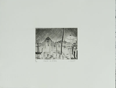 Camille COMBE : Venise, le Zitelle, Gravure originale signée