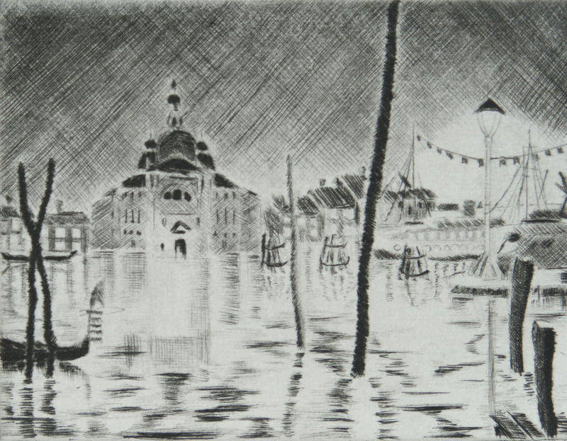 Camille COMBE : Venise, le Zitelle, Gravure originale signée