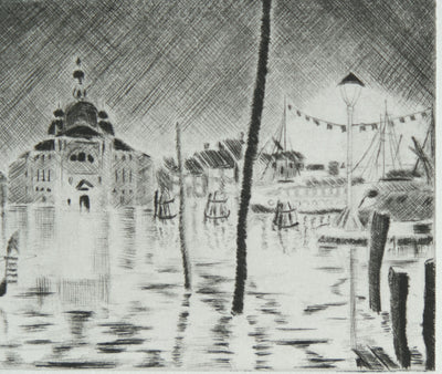 Camille COMBE : Venise, le Zitelle, Gravure originale signée