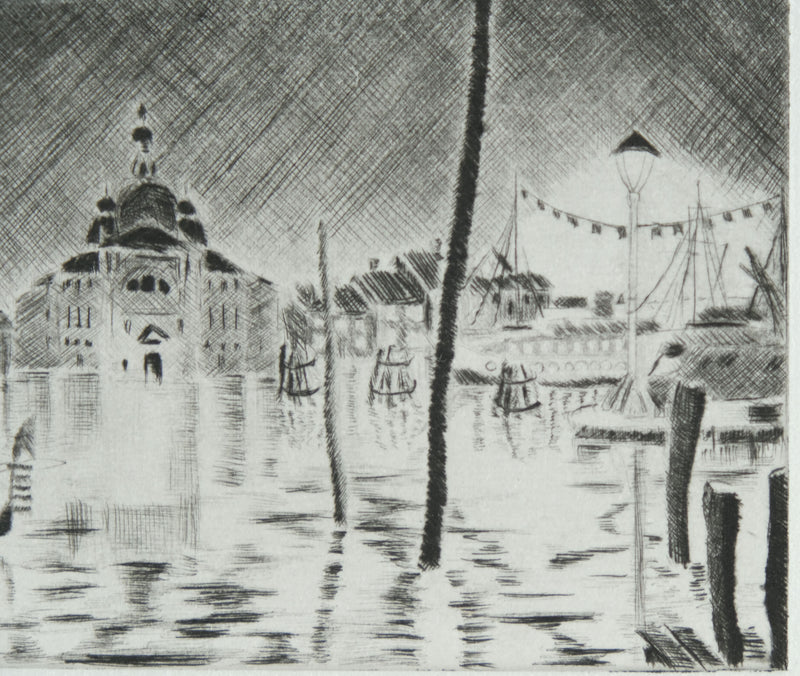 Camille COMBE : Venise, le Zitelle, Gravure originale signée