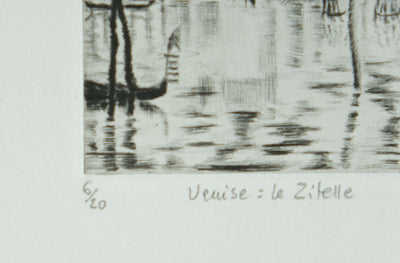Camille COMBE : Venise, le Zitelle, Gravure originale signée