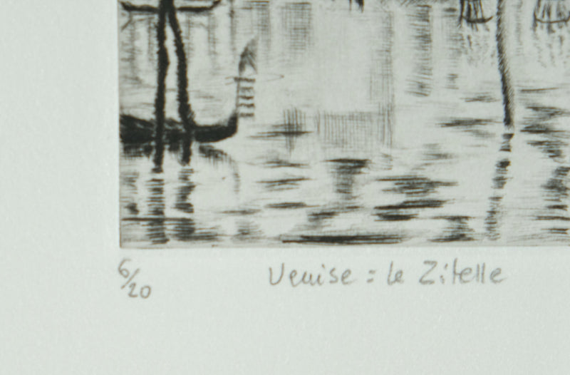 Camille COMBE : Venise, le Zitelle, Gravure originale signée