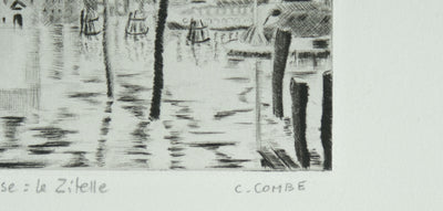Camille COMBE : Venise, le Zitelle, Gravure originale signée