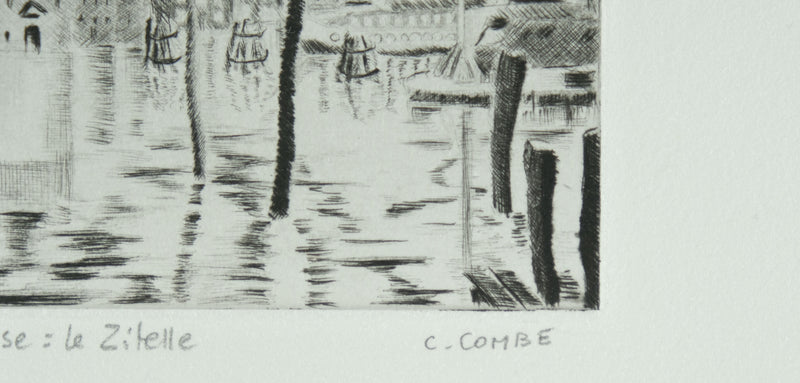 Camille COMBE : Venise, le Zitelle, Gravure originale signée