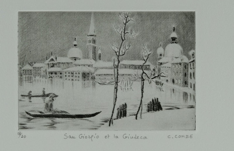 Camille COMBE : San Giorgio et la Giudecca, Gravure originale signée