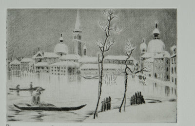 Camille COMBE : San Giorgio et la Giudecca, Gravure originale signée