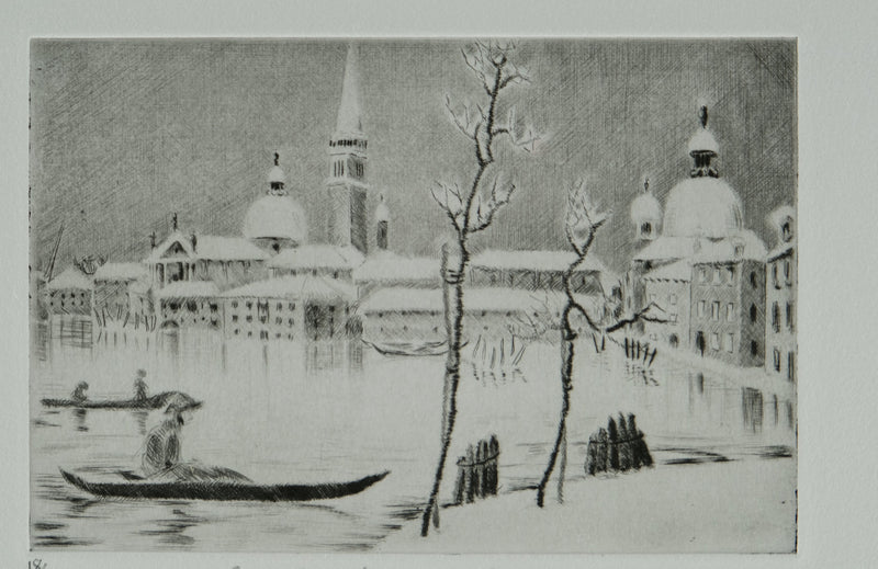 Camille COMBE : San Giorgio et la Giudecca, Gravure originale signée