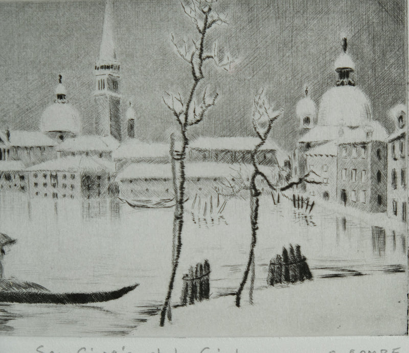 Camille COMBE : San Giorgio et la Giudecca, Gravure originale signée