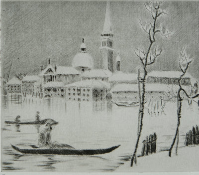 Camille COMBE : San Giorgio et la Giudecca, Gravure originale signée