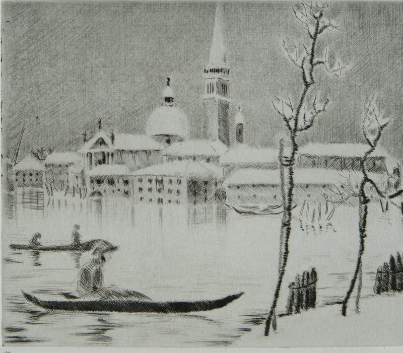 Camille COMBE : San Giorgio et la Giudecca, Gravure originale signée
