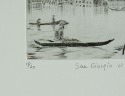 Camille COMBE : San Giorgio et la Giudecca, Gravure originale signée