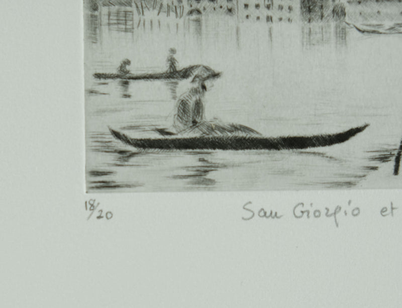 Camille COMBE : San Giorgio et la Giudecca, Gravure originale signée
