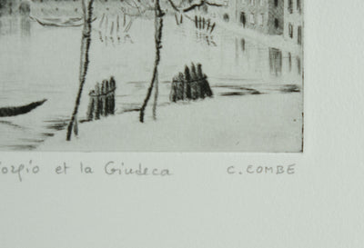 Camille COMBE : San Giorgio et la Giudecca, Gravure originale signée