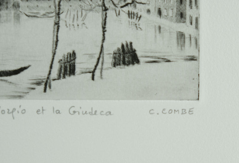 Camille COMBE : San Giorgio et la Giudecca, Gravure originale signée