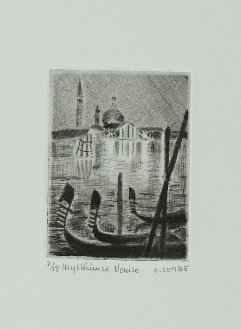 Camille COMBE : Mystérieuse Venise, Gravure originale signée