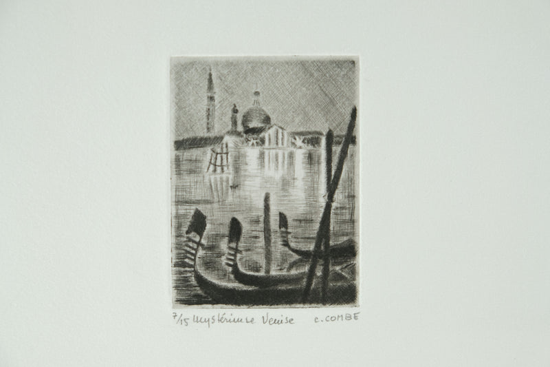 Camille COMBE : Mystérieuse Venise, Gravure originale signée