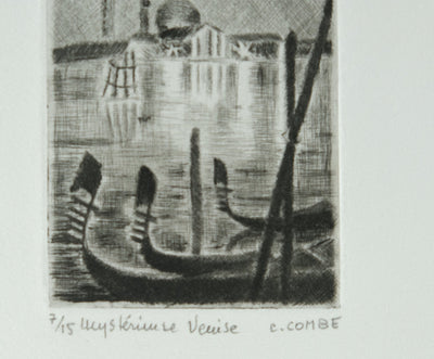 Camille COMBE : Mystérieuse Venise, Gravure originale signée