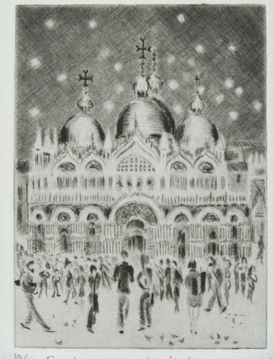 Camille COMBE : San Marco sous les étoiles, Gravure originale signée