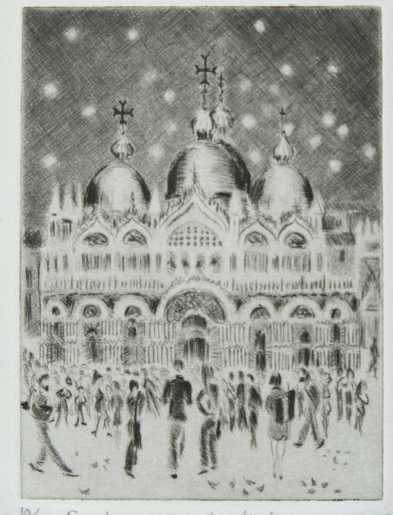 Camille COMBE : San Marco sous les étoiles, Gravure originale signée