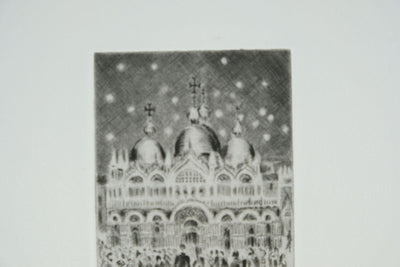 Camille COMBE : San Marco sous les étoiles, Gravure originale signée