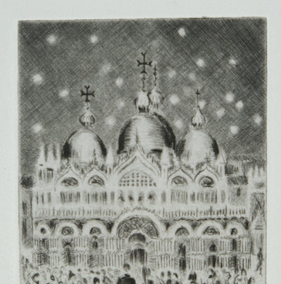 Camille COMBE : San Marco sous les étoiles, Gravure originale signée