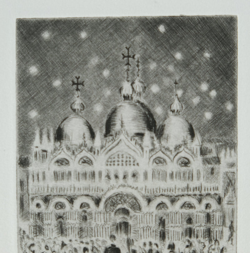Camille COMBE : San Marco sous les étoiles, Gravure originale signée