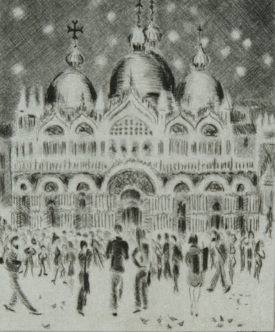 Camille COMBE : San Marco sous les étoiles, Gravure originale signée