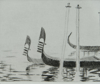 Camille COMBE : Venise, les eaux miroitantes, Gravure originale signée