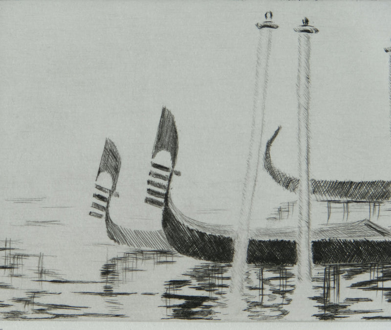Camille COMBE : Venise, les eaux miroitantes, Gravure originale signée