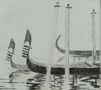 Camille COMBE : Venise, les eaux miroitantes, Gravure originale signée