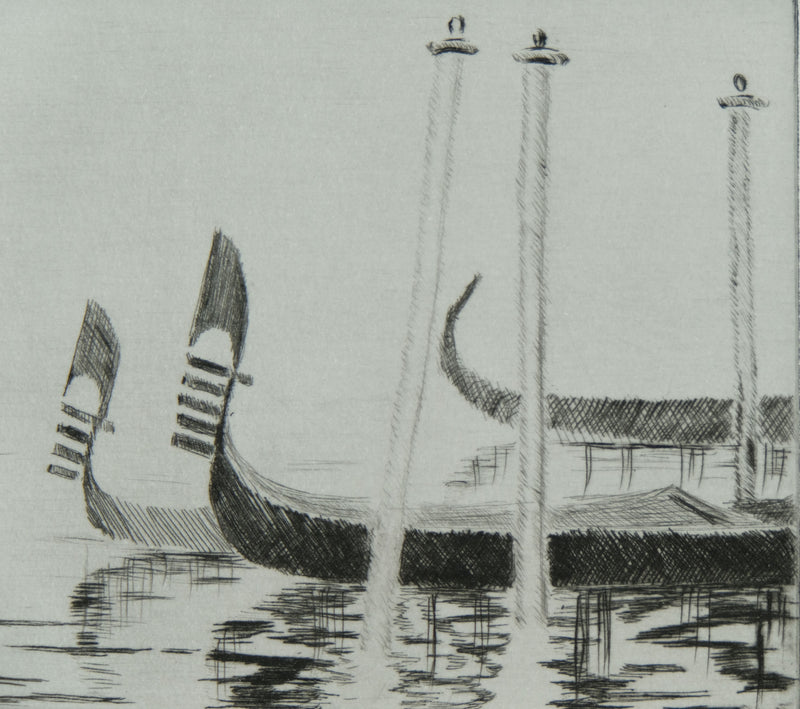 Camille COMBE : Venise, les eaux miroitantes, Gravure originale signée