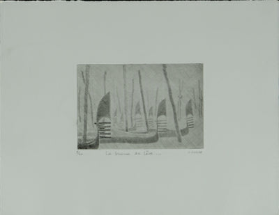 Camille COMBE : Venise, la brume se lève, Gravure originale signée