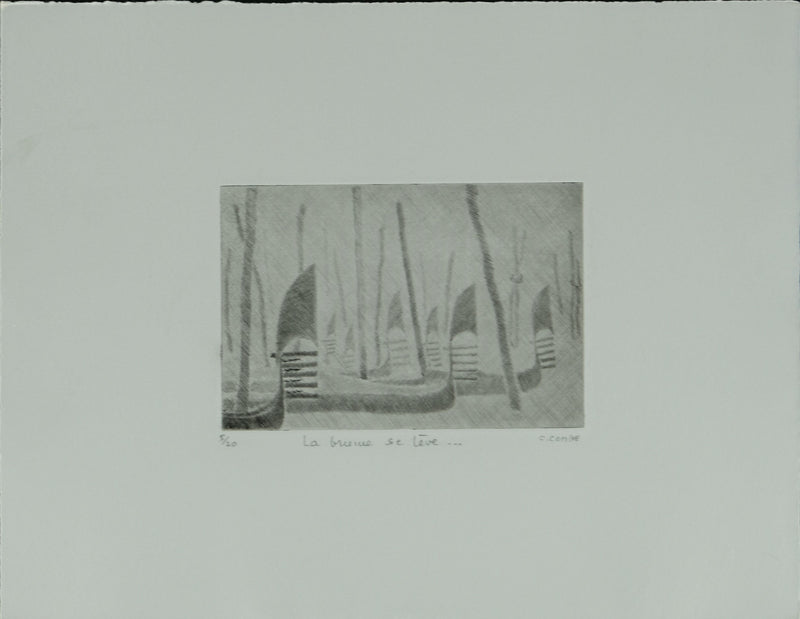 Camille COMBE : Venise, la brume se lève, Gravure originale signée