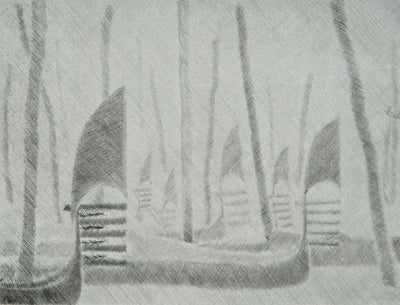 Camille COMBE : Venise, la brume se lève, Gravure originale signée