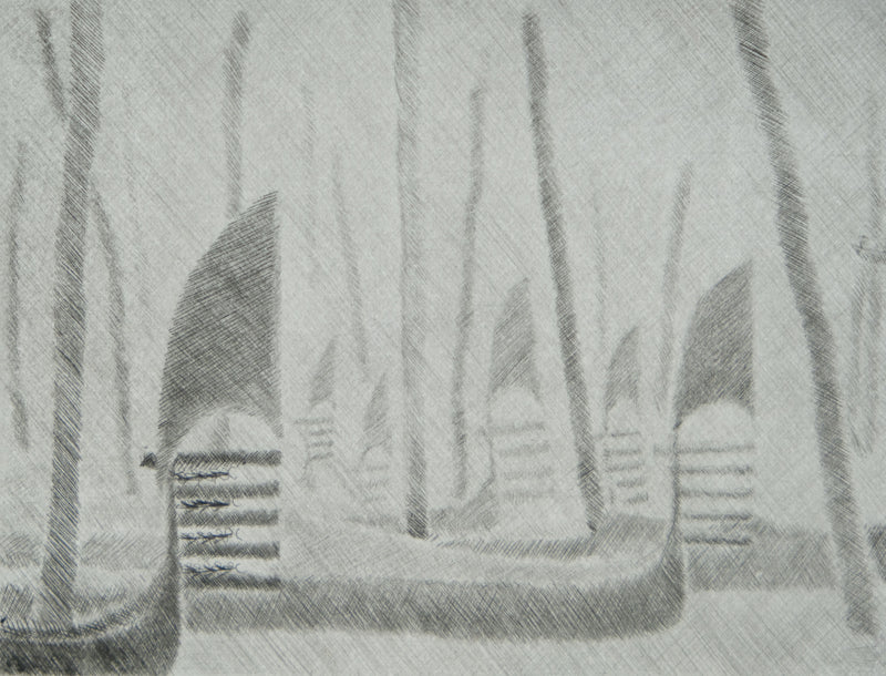 Camille COMBE : Venise, la brume se lève, Gravure originale signée