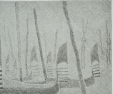 Camille COMBE : Venise, la brume se lève, Gravure originale signée