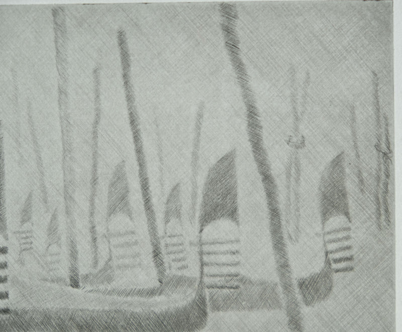 Camille COMBE : Venise, la brume se lève, Gravure originale signée