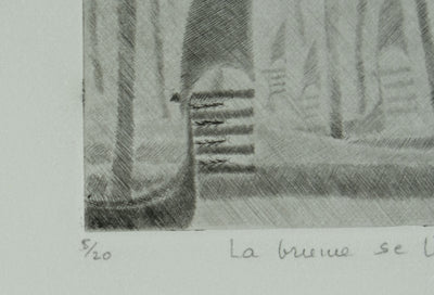 Camille COMBE : Venise, la brume se lève, Gravure originale signée