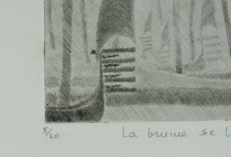 Camille COMBE : Venise, la brume se lève, Gravure originale signée